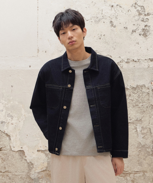 Кроп-куртка деним Stone Wash (Low Indigo)