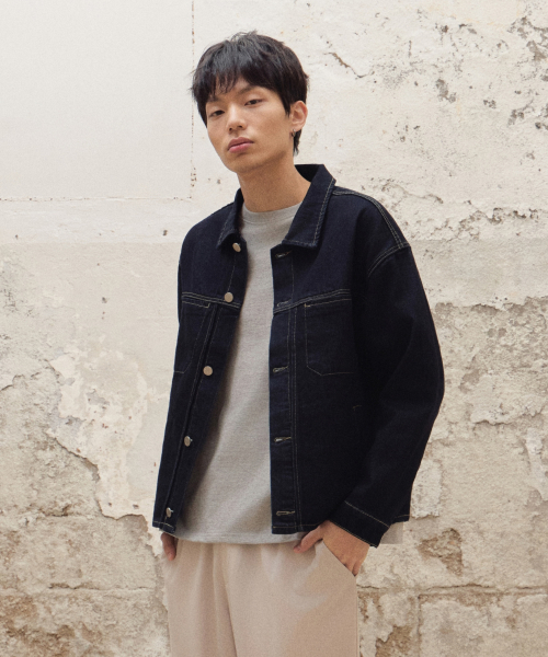 Кроп-куртка деним Stone Wash (Low Indigo)