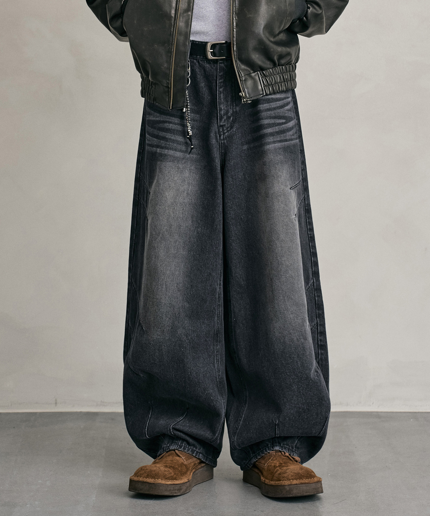 Balloon Wide Jeans DCPT055YLЧерныйB