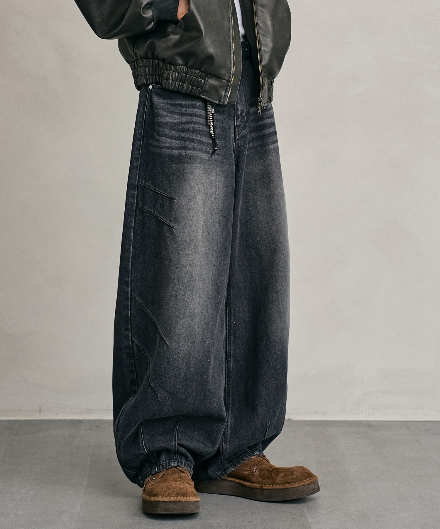 Balloon Wide Jeans DCPT055YLЧерныйB