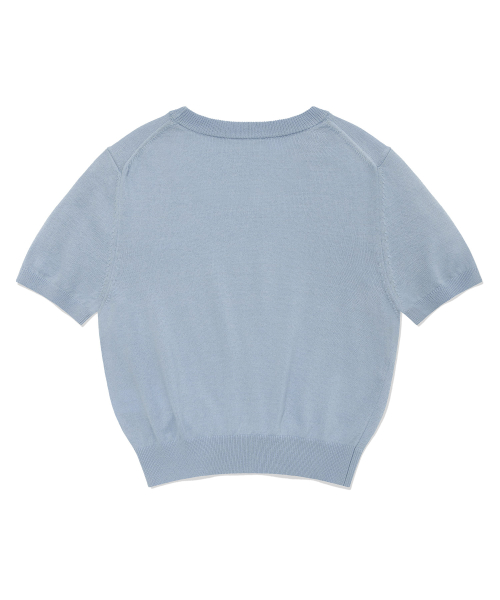Женский Twist шерстяной трикотаж с коротким рукавом Light Blue