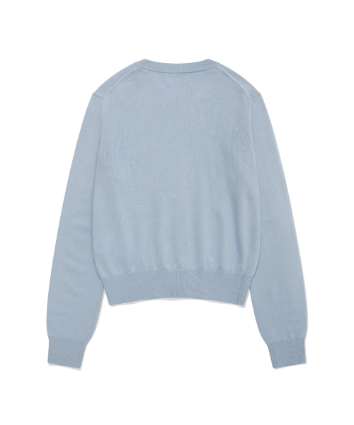 Женский базовый круглый кардиган из шерсти Light Blue