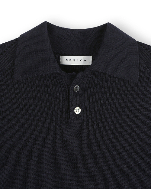 REGULAR FIT COLLAR вязаный NAVY