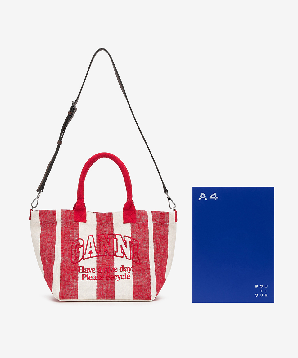 MUSINSA | GANNI Small Easy Stripe Shopper Bag - Cherry