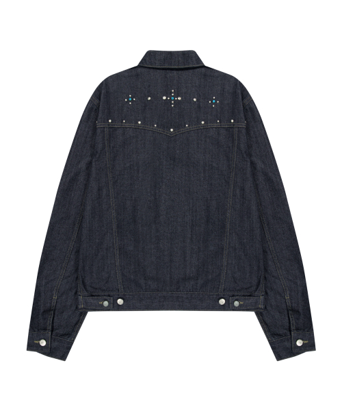 Western Studded Denim Jacket (Dark Blue)