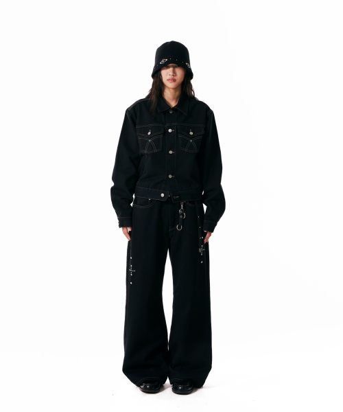 Western Studded Cotton Jacket (Black)