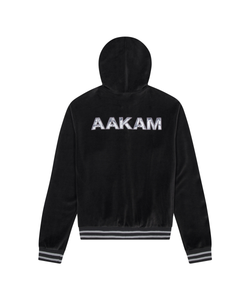 98 Patch Velour Zip-Up Hoodie (Black)