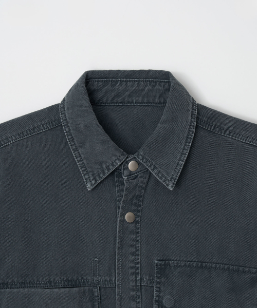 2 pocket denim work shirket_Khaki