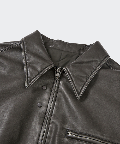 Кожаный бомбер Insert в цвете Charcoal Brown