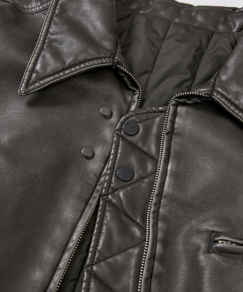 Кожаный бомбер Insert в цвете Charcoal Brown