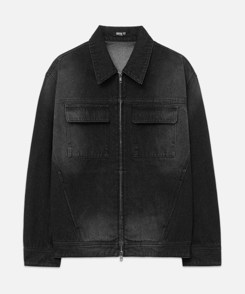Куртка Concise из вареного денима с карманами [BLACK]