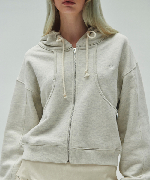 CROPPED HOODIE ZIP UP (oatmeal)