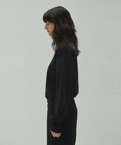 DIAGONAL LOGO HALF ZIP UP (black)