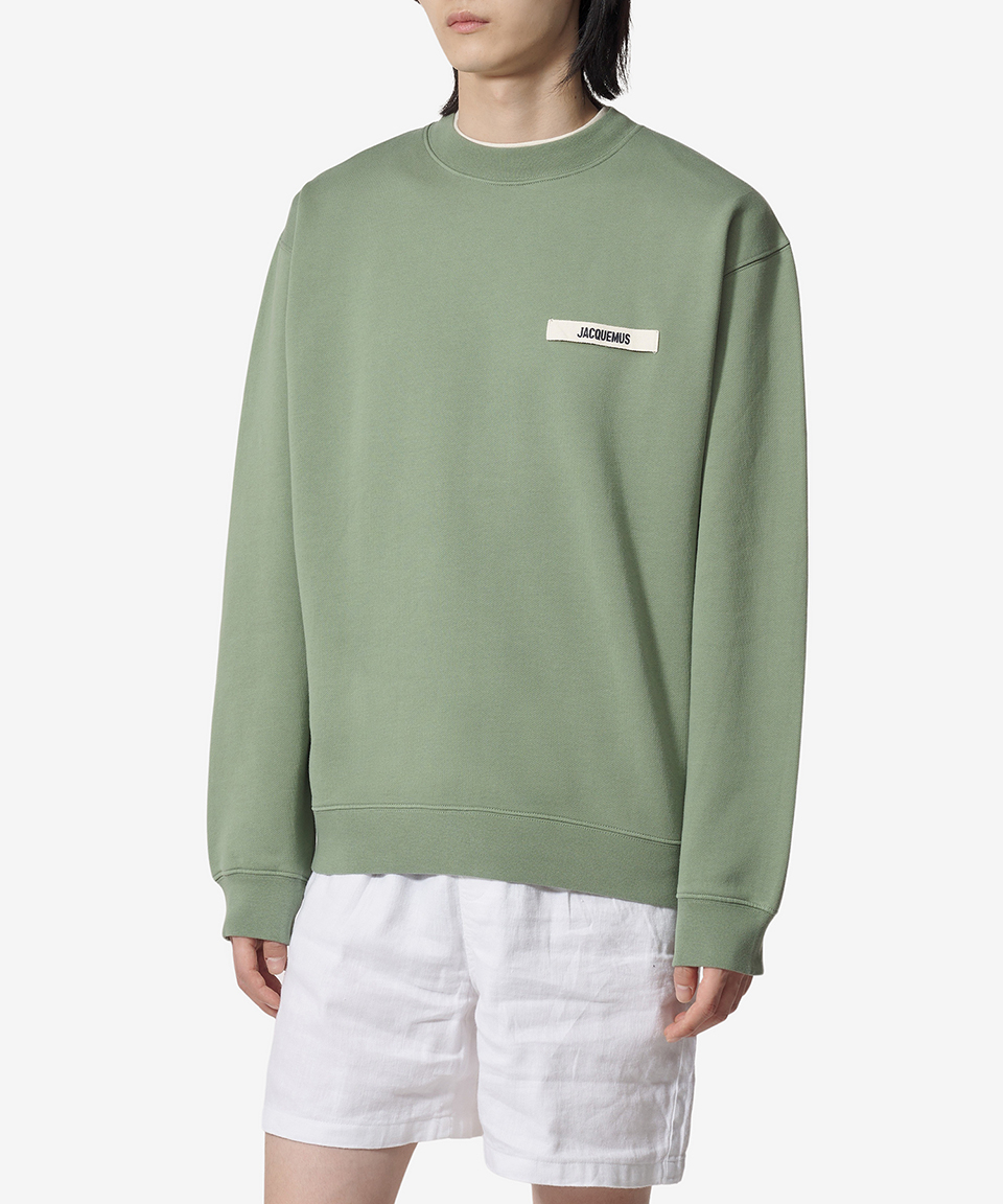 ★JACQUEMUS★ Le Sweat Grosgrain Man to Man Dark Green 245JS JACQUEMUS MEN-CLOTHING SWEATSHIRTS Grosgrain logo sweatshirt
