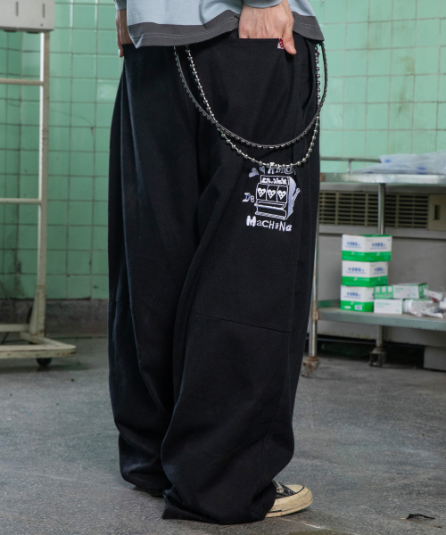 GP084 Ally широкие рабочие брюки (BLACK)