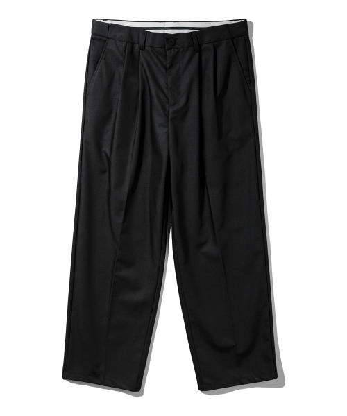 Скрытая резинка двойная складка широкие слаксы BK8901 Black