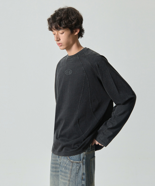 VLAD PIGMENT SLASH LONG SLEEVE T-SHIRT_CHARCOAL