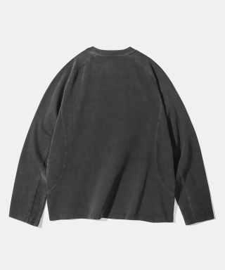DIMITRI BLACK ディミトリーブラック VLAD ピグメント スラッシュ ロングスリーブ Tシャツ - チャコール 画像 1