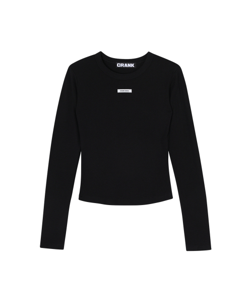 MUSINSA | CRANK Crew neck basic long sleeve top_black
