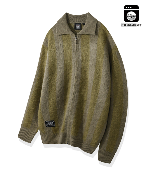 VSW Washable Brushed 2way Zip Up Khaki Gray