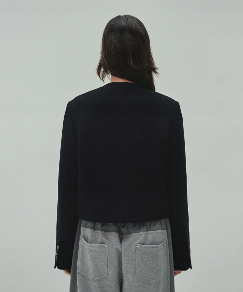 WOOLLY NO COLLAR JACKET (black)