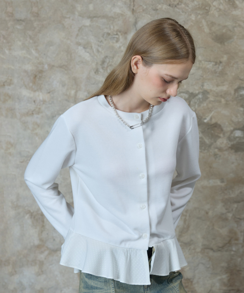 L13 FRILL CARDIGAN(WHITE)