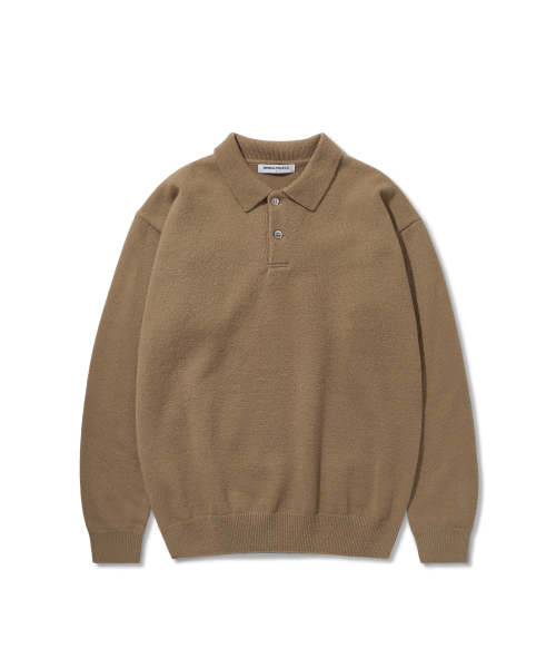 Объёмный трикотаж с воротником на пуговицах MNT113 [BEIGE]