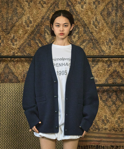 Тяжелый вязаный кардиган MNG106 [NAVY]