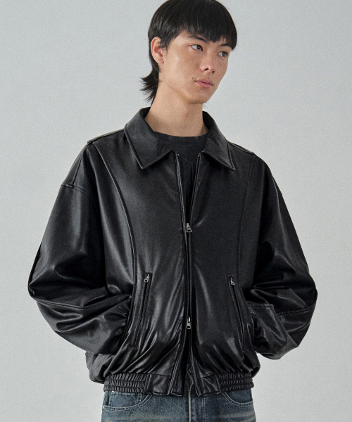 MUSINSA | COSTUME O'CLOCK Eco Leather Curved Two Way Flight Jacket Black COOSJP046LEBLACK MUSINSA | COSTUME O'CLOCK Eco Leather Curved Two Way Flight Jacket Black COOSJP046LEBLACK
