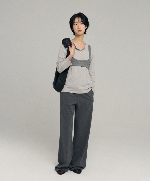 BASIC WOOL SLACKS [GREY]