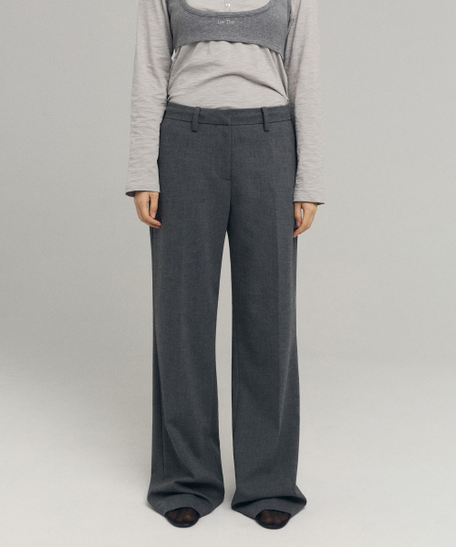 BASIC WOOL SLACKS [GREY]