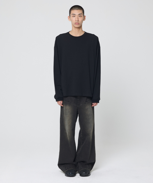 Фирменный лонгслив с разрезами кокон (Black)