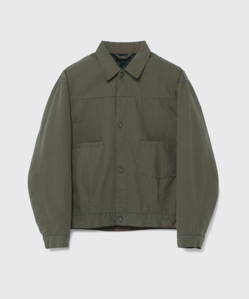 Куртка-тракер из стираного хлопка с карманами_Olive Khaki