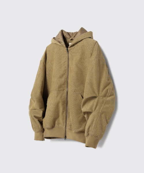 Винтажный бомбер с капюшоном - Beige