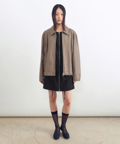 Кожаная куртка пигментного окрашивания BEIGE