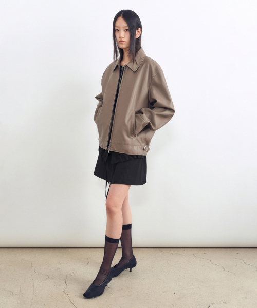 Кожаная куртка пигментного окрашивания BEIGE