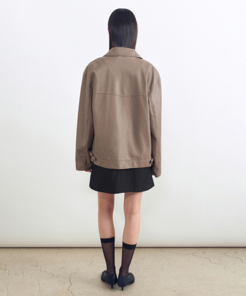 Кожаная куртка пигментного окрашивания BEIGE