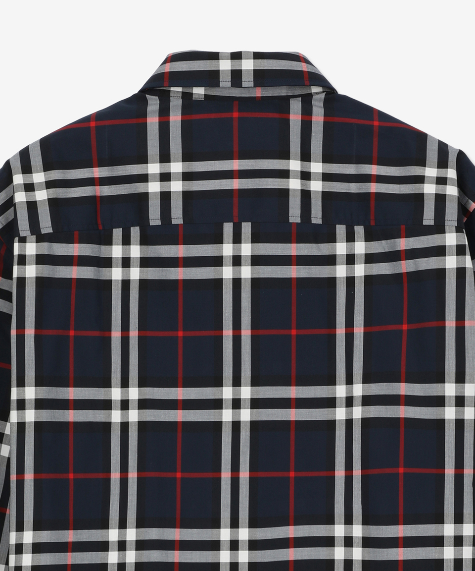 MUSINSA公式 | BURBERRY Check Cotton Regular Fit Shirt - Navy