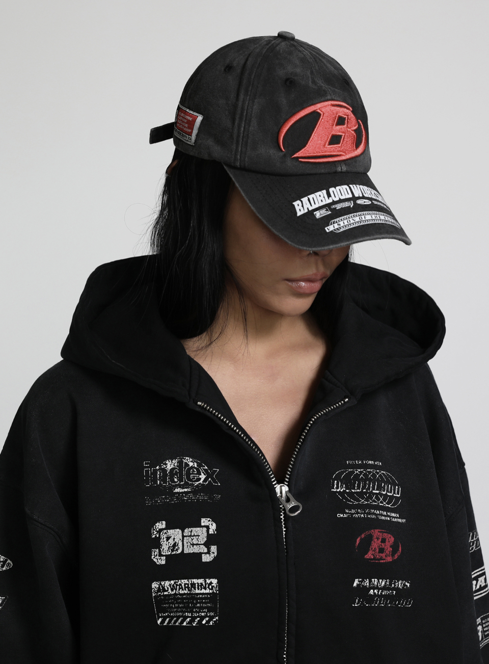上品な MUSINSA公式 | Black - Cap Ball Effect Old F1 BADBLOOD 帽子