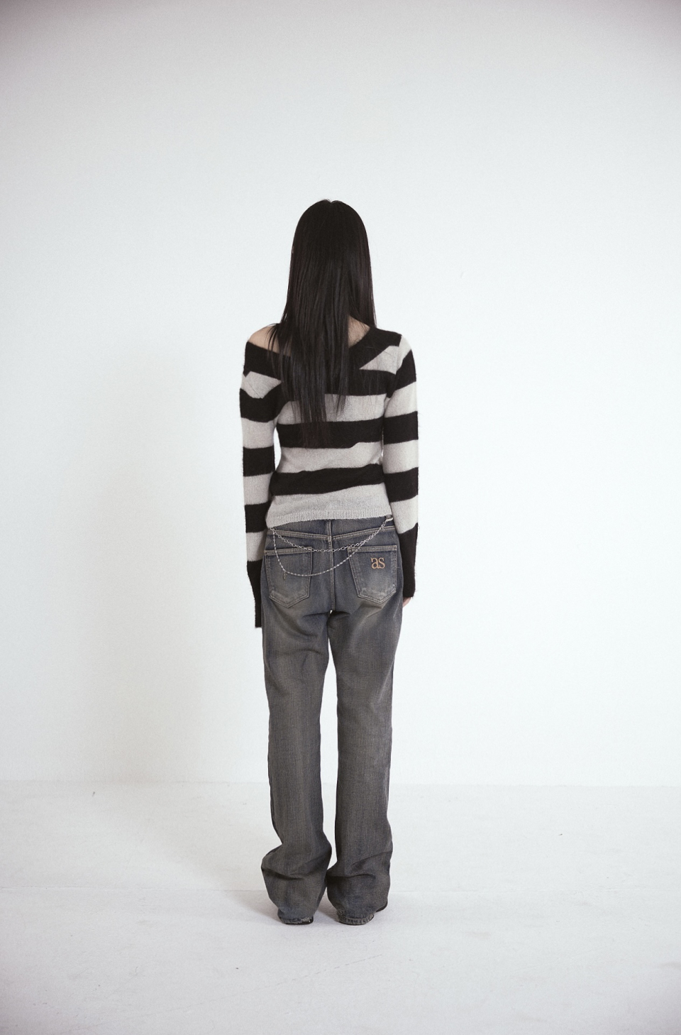 MUSINSA公式 | ASON PONY STRIPE KNIT / BLACK
