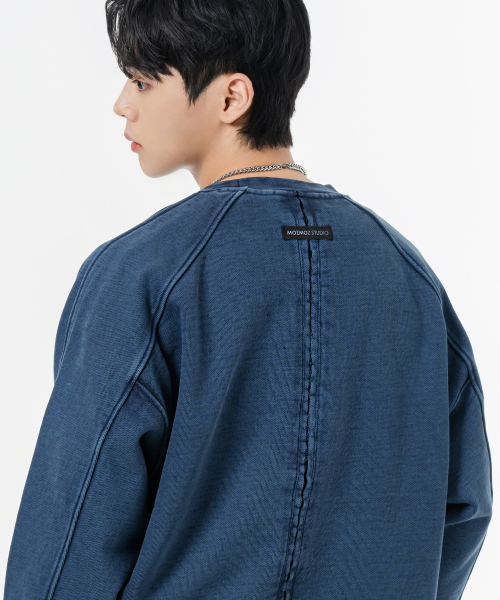 Плотный пигментированный свитшот оверсайз реглан, Blue