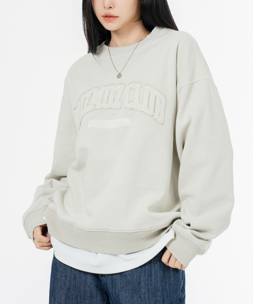 Оверсайз свитшот с нашивкой арч-логотипа, пигмент, Beige