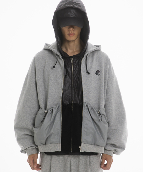 POCKET HOODED ZIPUP - MELANGE