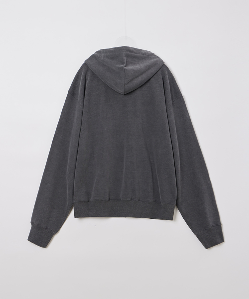 PIGMENT DYEING HOODIE ZIP UP DEEP GRAY