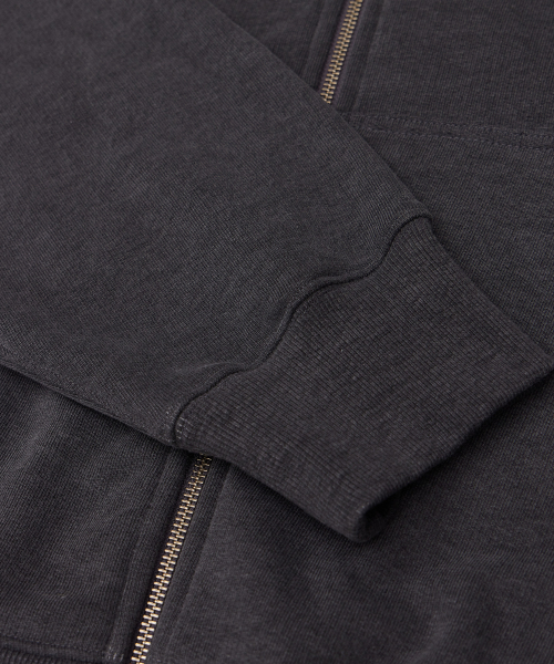 PIGMENT DYEING HOODIE ZIP UP DEEP GRAY