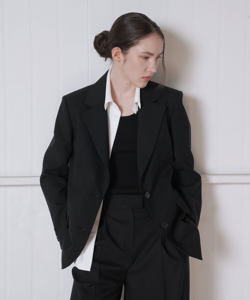 WOOL BLEND DETACHABLE SHIRTS JACKET_BLACK