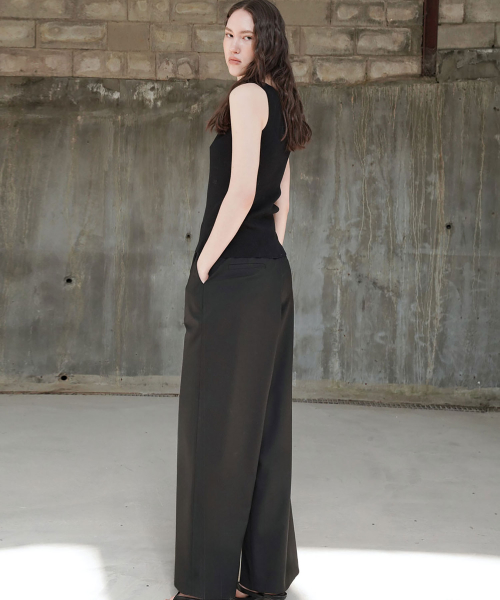 IRREGULAR BACK DETAIL WIDE PANTS_BLACK