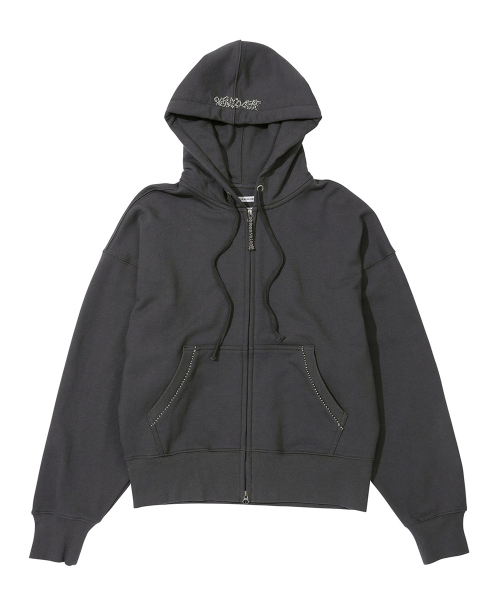 Beaded Saint Hoodie Zip-Up Charcoal