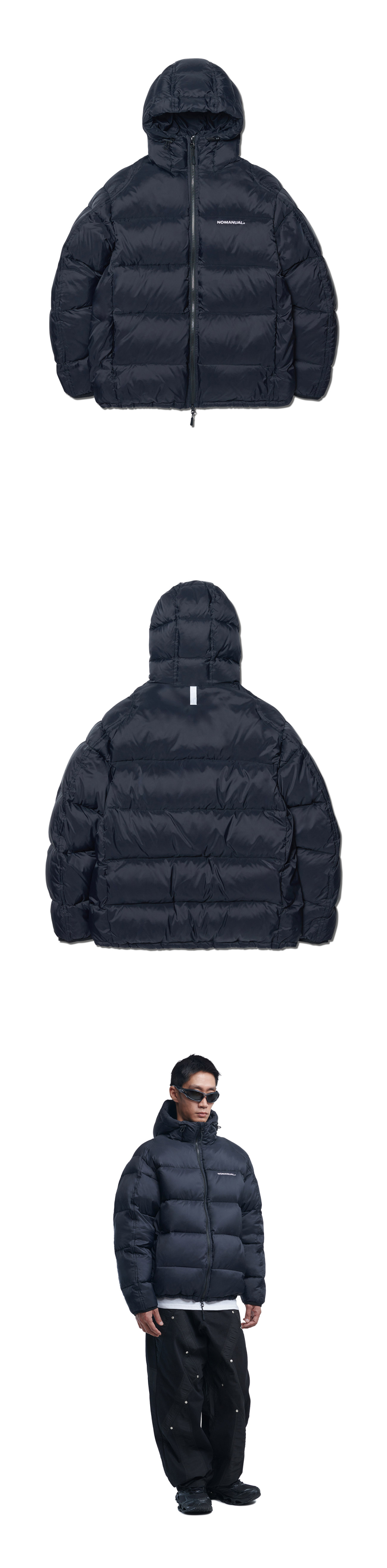 MUSINSA | NOMANUAL DIVISION HOODED DUCK DOWN - BLACK