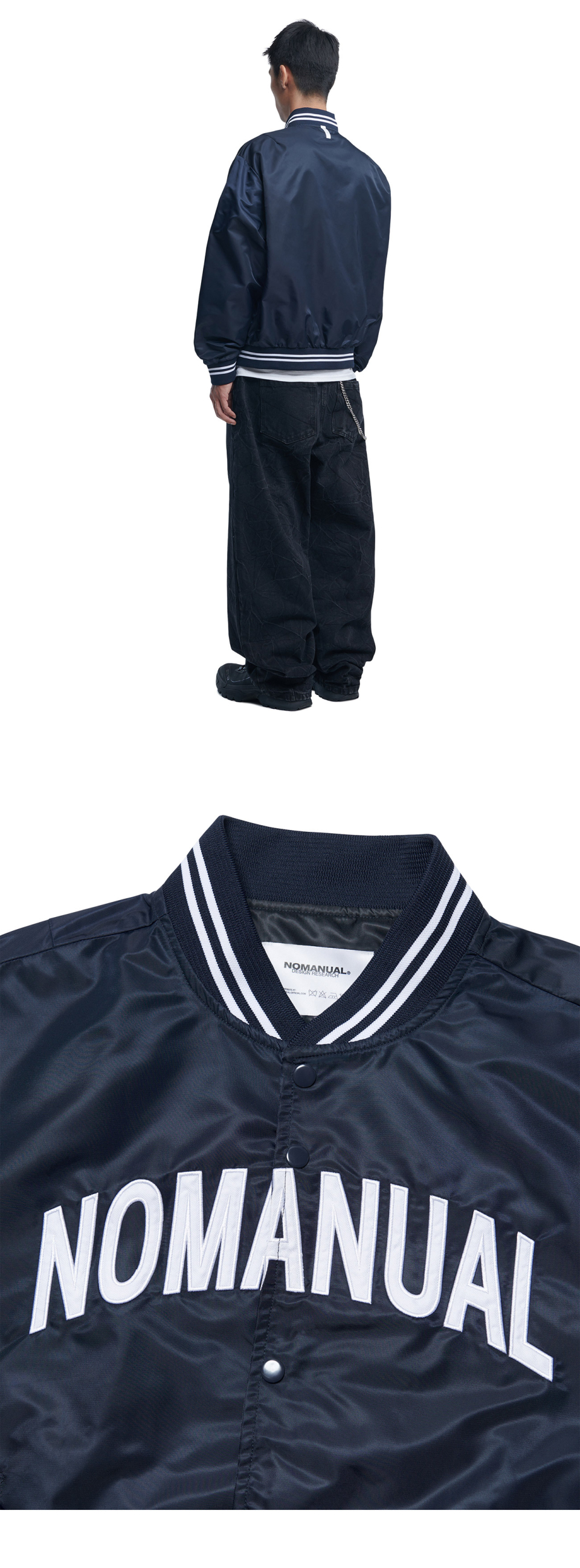 ARCH LOGO VARSITY JACKET - NAVY - nomanual